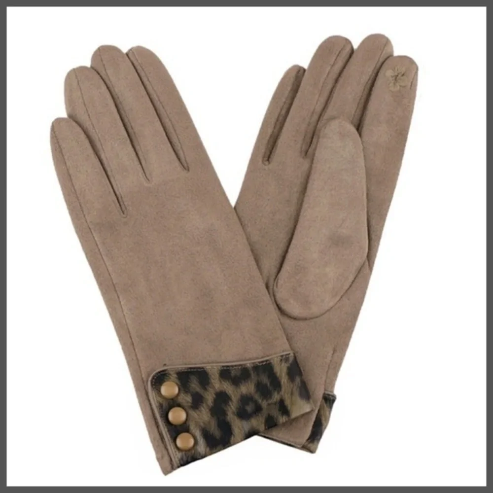 🆕Just In-Smart Touch taupe leopard gloves
